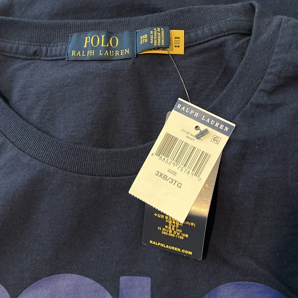 POLO RALPH LAUREN Men's Big & Tall Navy Rainbow Bold Logo Graphic T-Shirt NWT